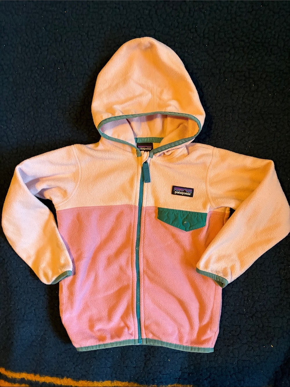 Patagonia Kids Peach, Pink & Teal Fleece Hoodie